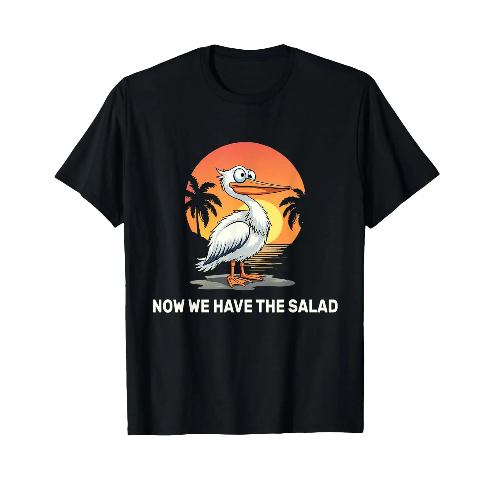 Vintage Fashion Now - 面白い「Now We Have The Salad」Tシャツ、ヴィンテージ風ウォッシュ加工、カジュアルストリートウェア、少しユニセックスなスタイル、スタイリッシュなファッションデザイナー服、ストレッチ素材
