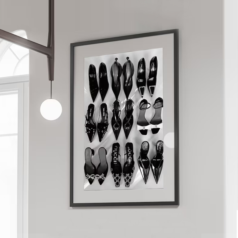 Vintage Vogue Fashion Poster - 黒白高級ハイヒールアートポスター Y2K ミニマリストキャンバス絵画ヴィンテージ写真ファッション寝室家の装飾壁アート