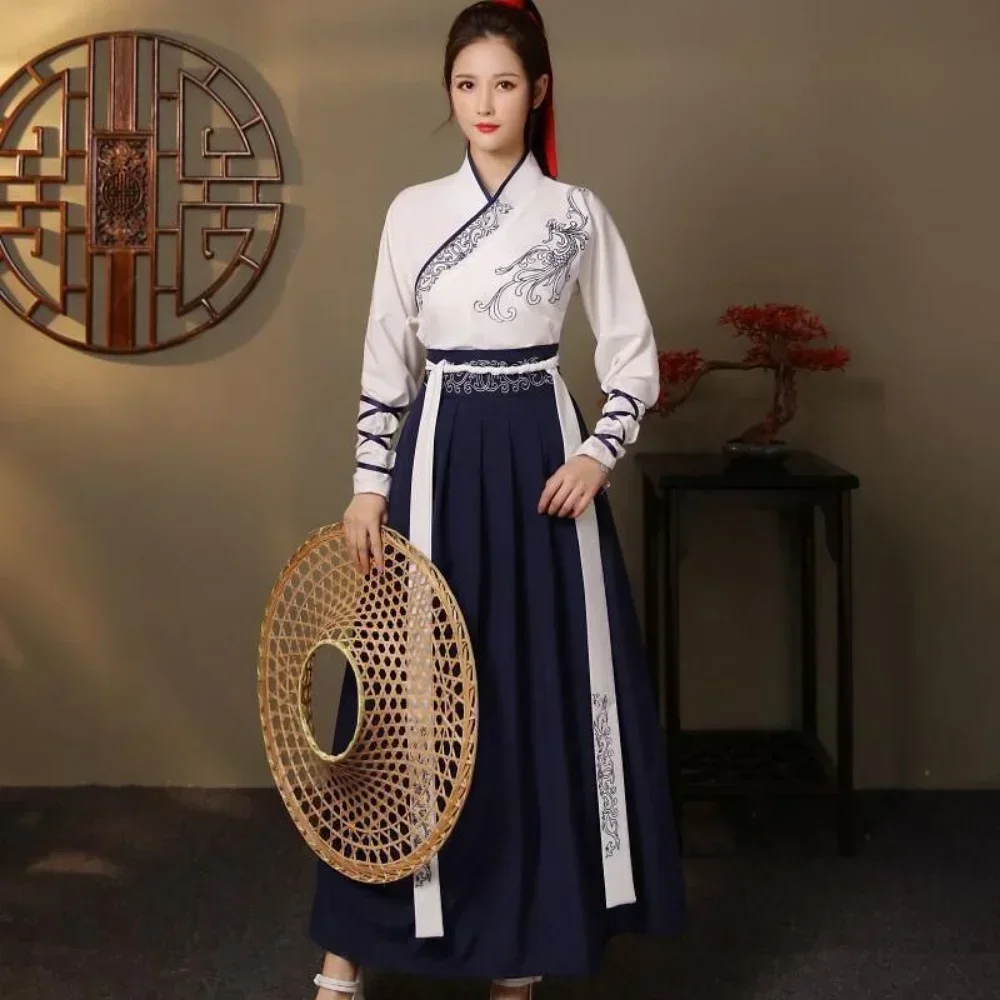 Vintage Fashion Queen - 現代漢服女性トップスカート 2 点セット男性ヴィンテージファッションコスプレ衣装伝統的な中国服騎士道スタイルのスーツ