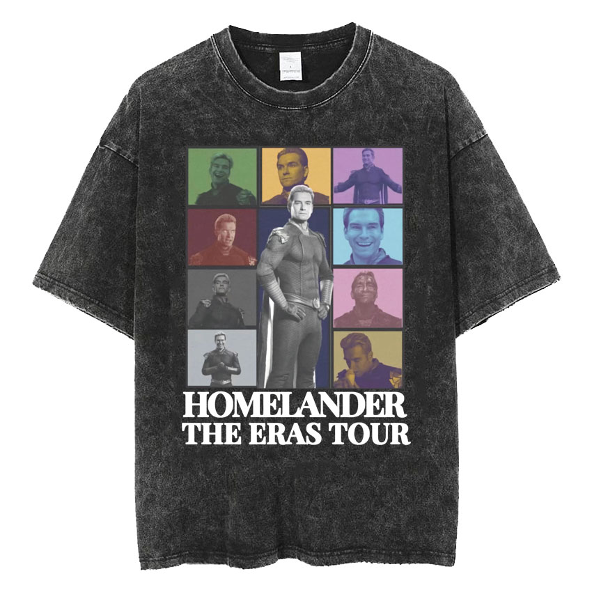 Vintage Fashion Eras - クラシックな色あせたユニセックスTシャツ,ヴィンテージのグラフィックTシャツ,ホームランダー,時代のツアー,面白い,クール,特大,ゴシック,クール,メンズファッション