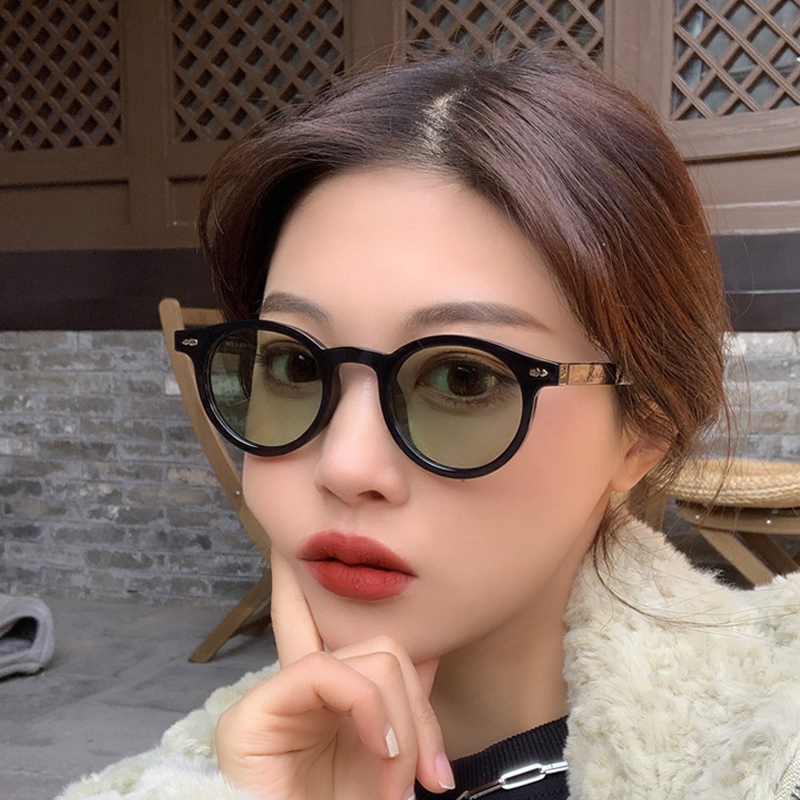 Vintage Fashion Brands - 新しい小さな丸いサングラス男性女性ヴィンテージファッションブランドデザイナーメガネ太陽ヴィンテージドライビングアイウェア