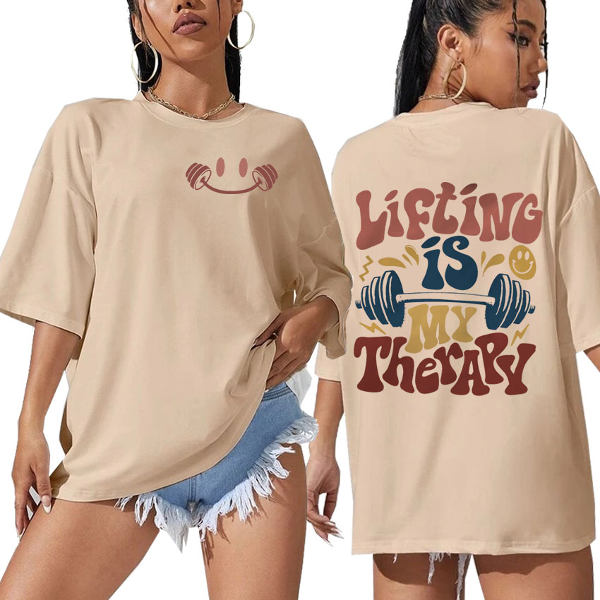 Vintage Fashion Eras - リフティングは私のセラピー時代の男性と女性のためのTシャツ,面白いミーム,原宿ファッション,ヴィンテージのラウンドネック,特大の綿,夏