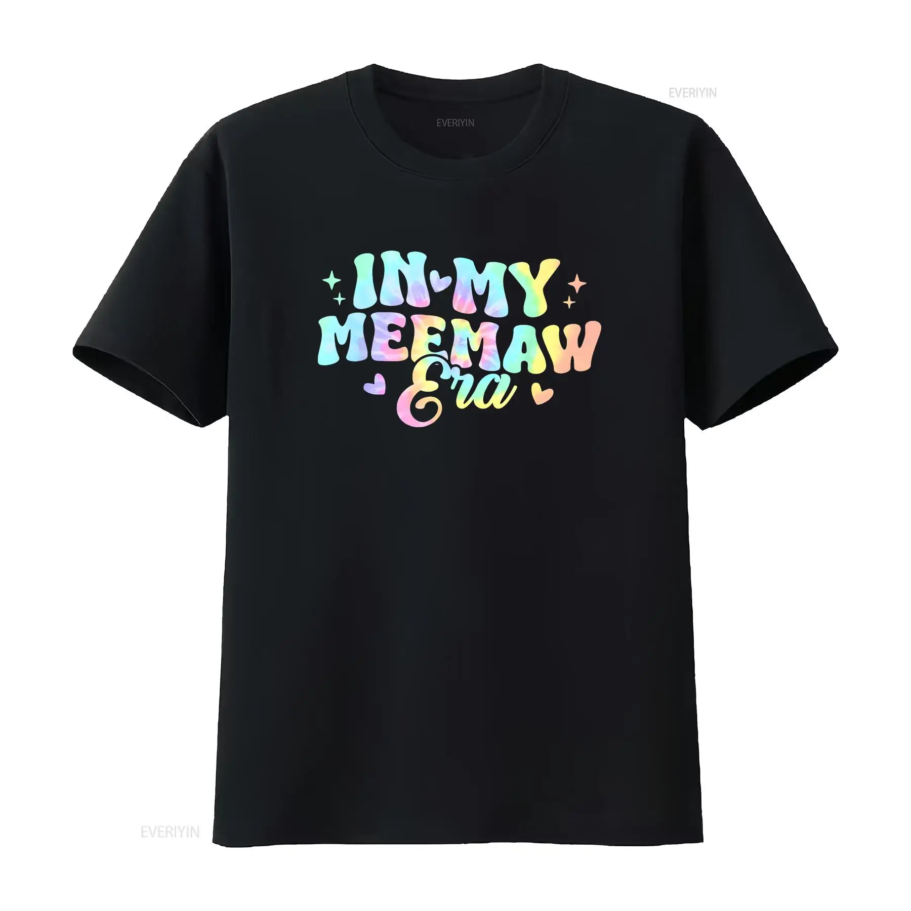 Vintage Fashion Eras - レトロでグルービーな「おばあちゃん時代」風タイダイTシャツ、ヴィンテージウォッシュ加工、伸縮性があり通気性のあるメンズファッションストリートウェア、カジュアルで多用途。