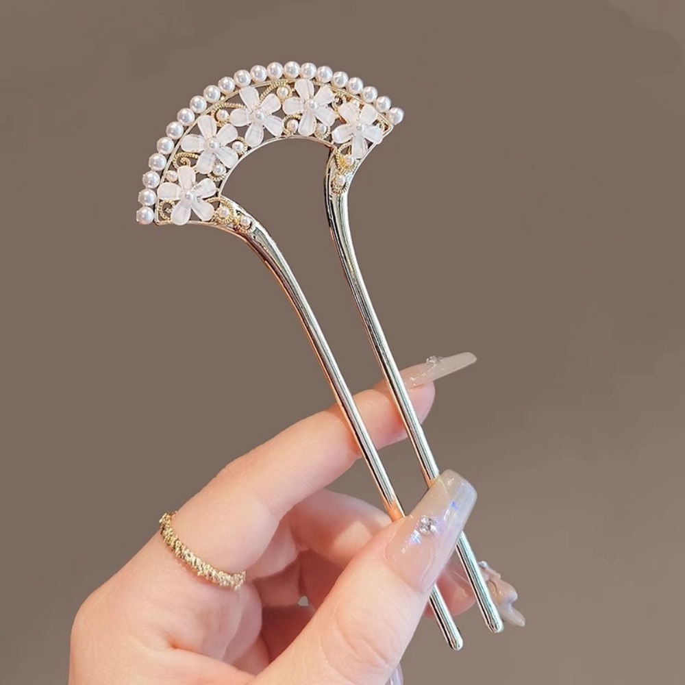 Vintage Fashion Shop - 1pc 絶妙なファッションエレガントなヴィンテージパール U ピンヘアアクセサリーとコラムかぶと卸売レトロヘアピンヘアジュエリー