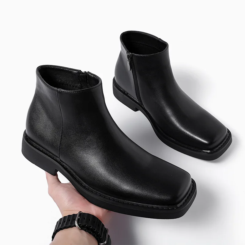 黒の新ファッション男性カジュアル革靴秋冬ドレスアンクルブーツ - Vintage Fashion Online のレビューと価格