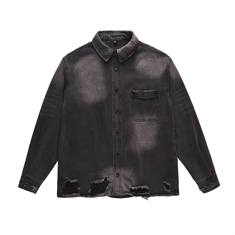 メンズハイストリートリップドジーンズジャケットファッションス - Vintage Fashion Streetwear のレビューと価格