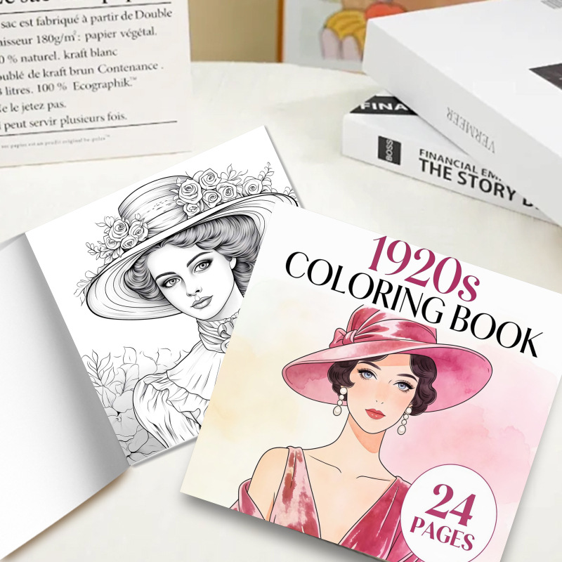 1920年代の塗り絵ブック 24ページ ヴィンテージ フラッ - Vintage Fashion Coloring Pages のレビューと価格