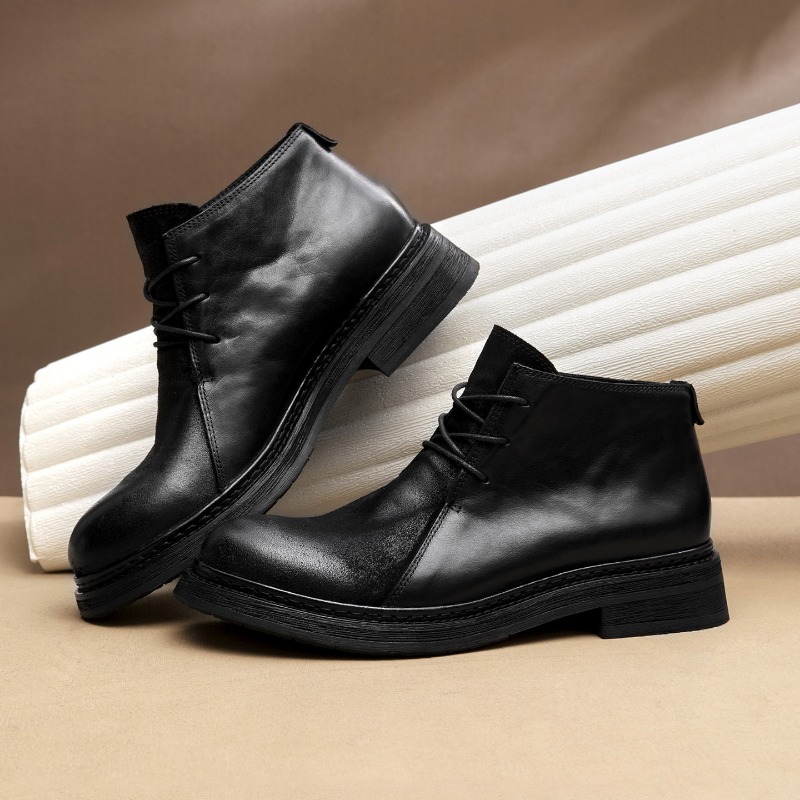 ヴィンテージメンズ本革ブーツ高級手作り 2026 春秋ファッ - Vintage Fashion Mens のレビューと価格