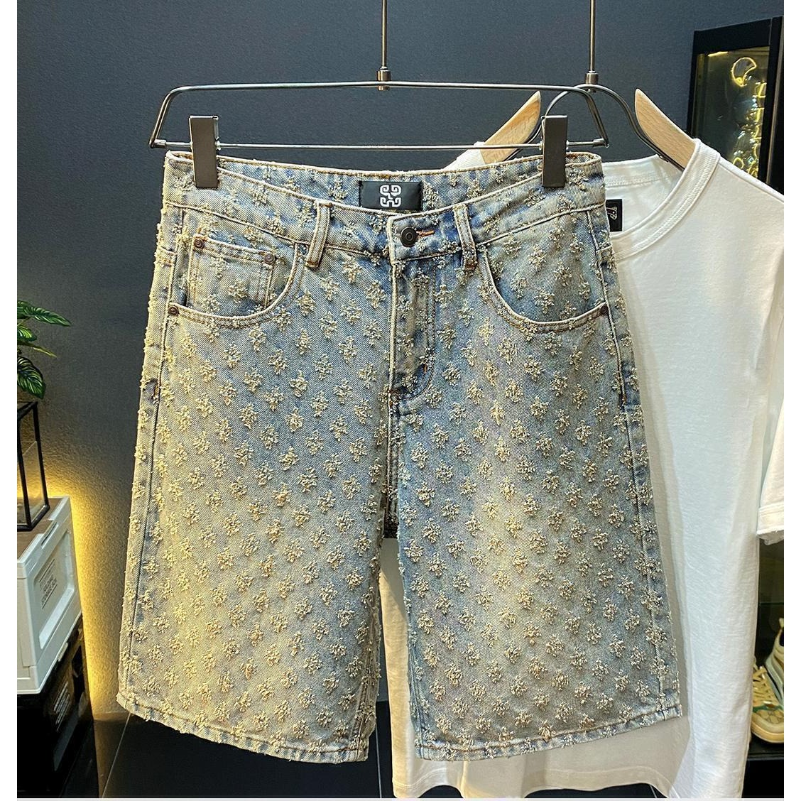 夏のハイストリートデニムショーツ メンズカジュアルジーンズシ - Vintage Fashion Shop のレビューと価格