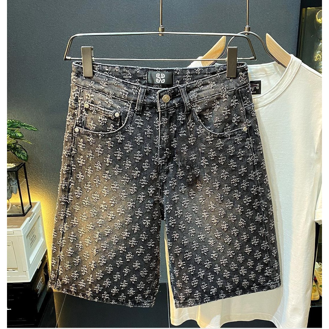 夏のハイストリートデニムショーツ メンズカジュアルジーンズシ - Vintage Fashion Shop のレビューと価格