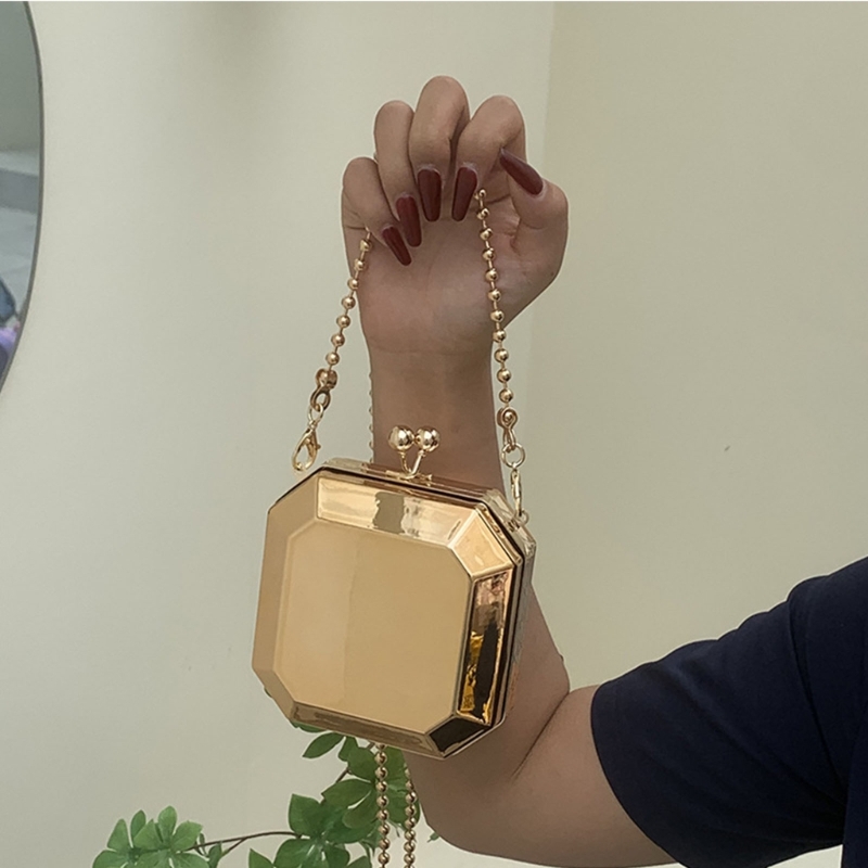 女性のためのゴールデンミニイブニングクラッチ,小さなPVCボ - Vintage Fashion Shop のレビューと価格