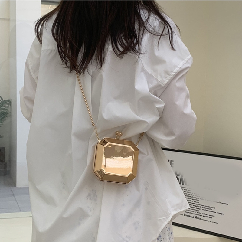女性のためのゴールデンミニイブニングクラッチ,小さなPVCボ - Vintage Fashion Shop のレビューと価格