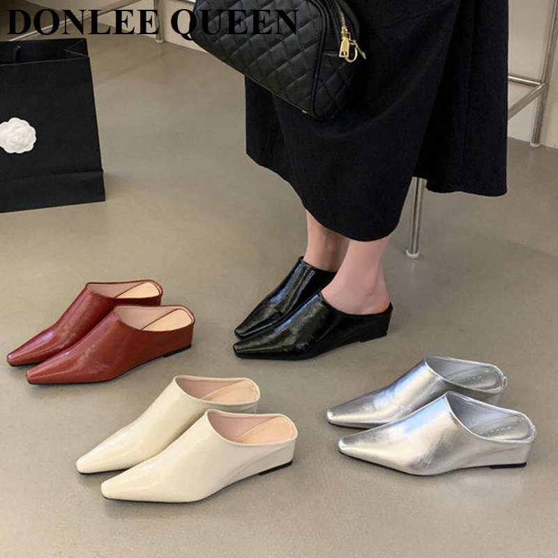 女性ファッションクローズトゥミュールスリッパ女性スクエアトゥ - Vintage Fashion Queen のレビューと価格