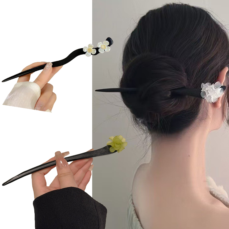 ヴィンテージ中国風の木製花ヘアスティックパールヘアピンジュエ - Vintage Fashion Tumblr のレビューと価格