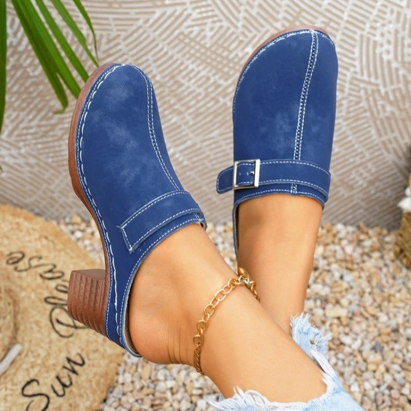 レディース スリッポン ミュール ブロックヒール ラウンドト - Vintage Fashion Online のレビューと価格