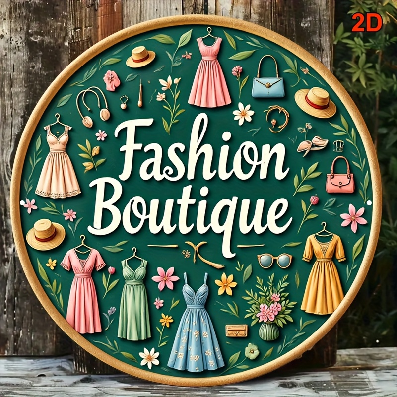 ヴィンテージファッションメタルウォールサイン、20x20cm - Vintage Fashion Store のレビューと価格