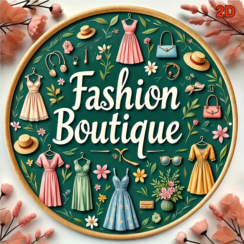 ヴィンテージファッションメタルウォールサイン、20x20cm - Vintage Fashion Store のレビューと価格