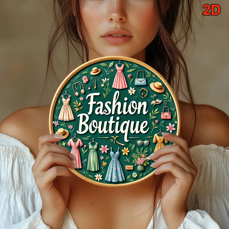 ヴィンテージファッションメタルウォールサイン、20x20cm - Vintage Fashion Store のレビューと価格