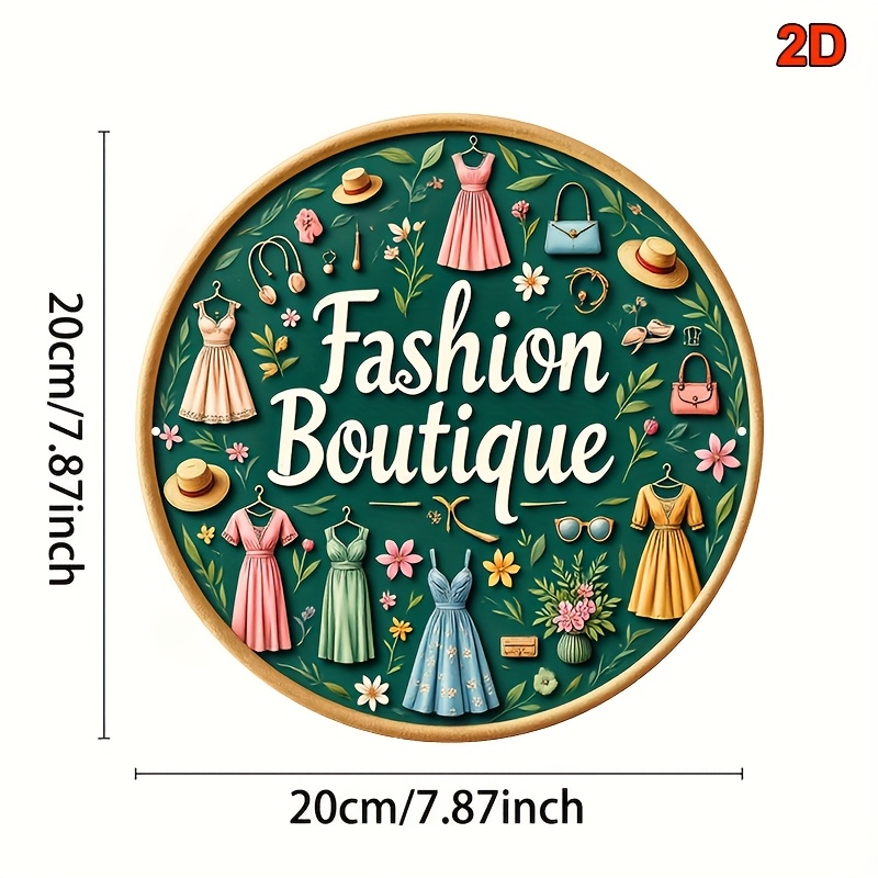 ヴィンテージファッションメタルウォールサイン、20x20cm - Vintage Fashion Store のレビューと価格