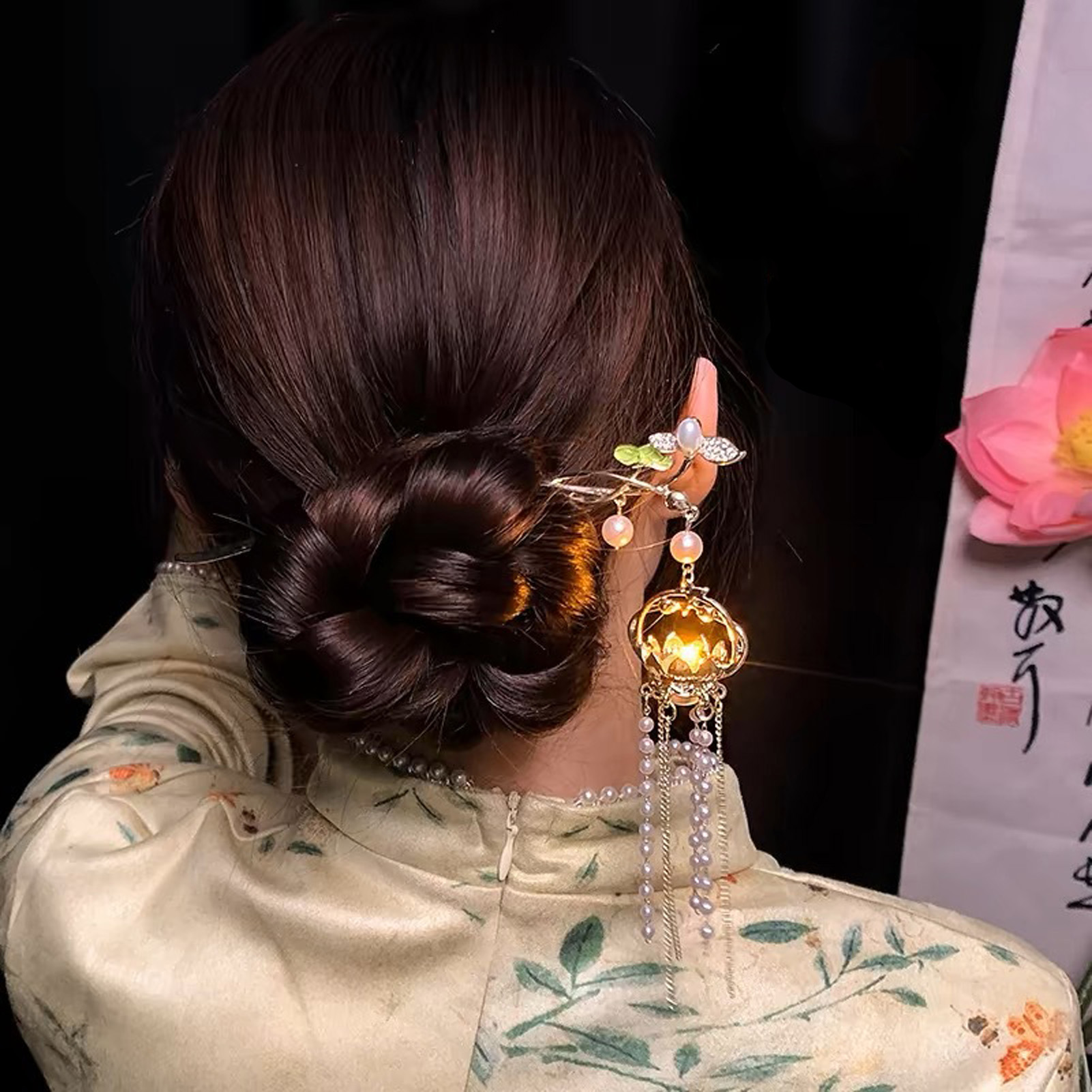 発光花ヘアピン女性のためのクリエイティブ蓮発光ランタンタッセ - Vintage Fashion Shop のレビューと価格