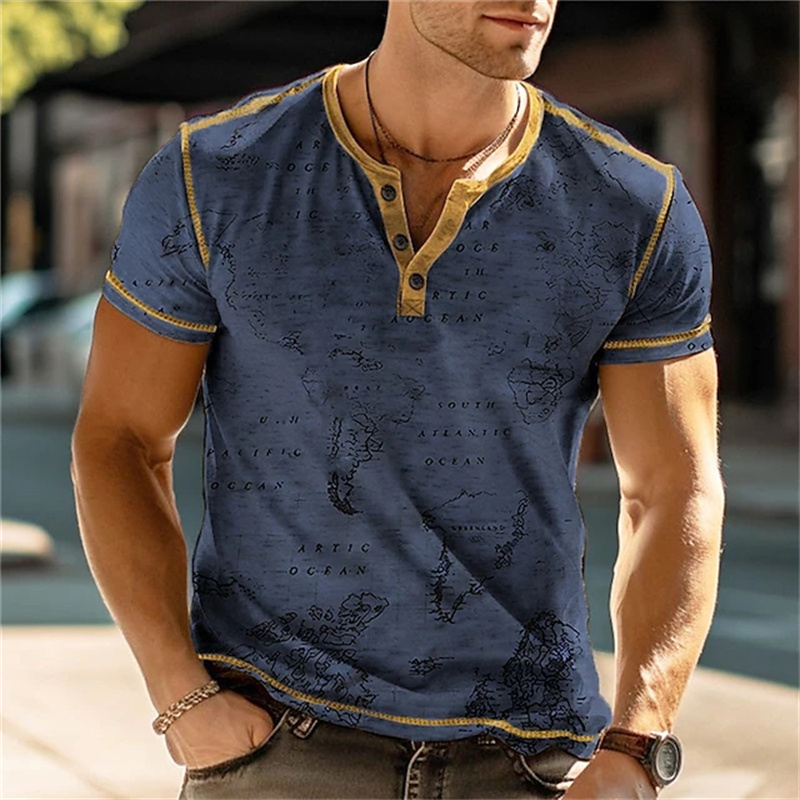 メンズヘンリーシャツ 面白い3DプリントTシャツ ストリート - Vintage Fashion Mens のレビューと価格