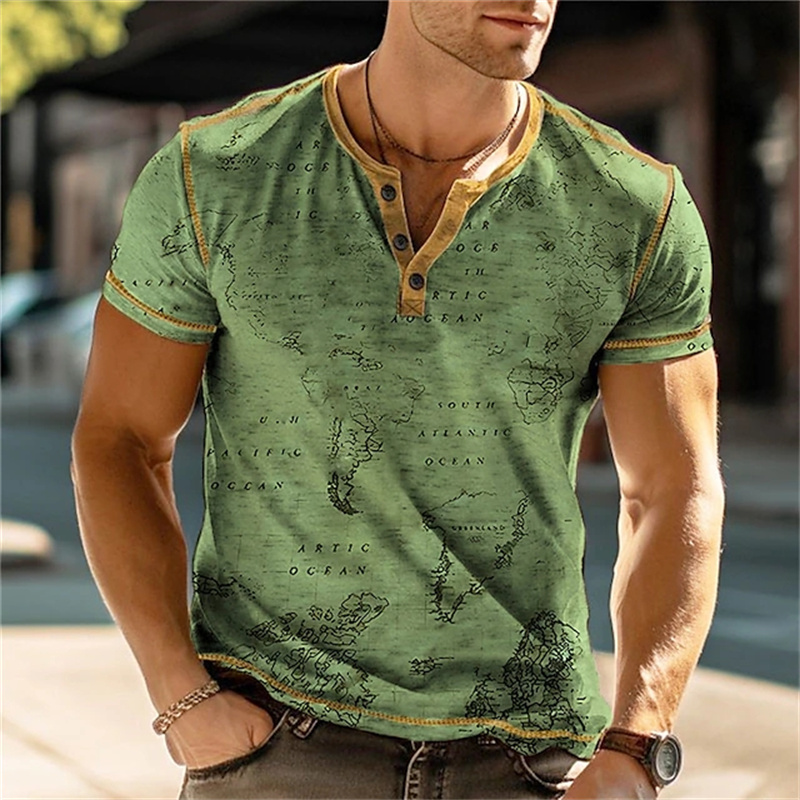 メンズヘンリーシャツ 面白い3DプリントTシャツ ストリート - Vintage Fashion Mens のレビューと価格