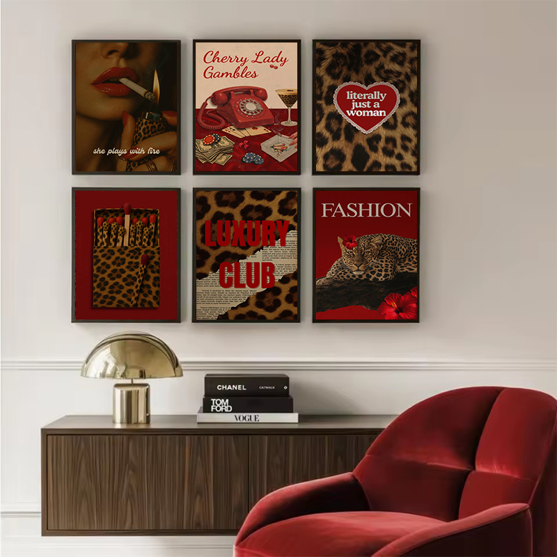ファッションヒョウマッチ箱ウォールアートポスターヴィンテージ - Vintage Vogue Fashion Poster のレビューと価格