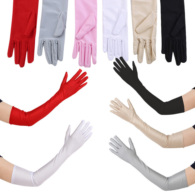 1 ペア女性のイブニングパーティーフォーマル手袋ソリッドカラ - Vintage Fashion Events のレビューと価格