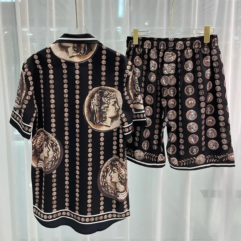 ロイヤルラグジュアリーメンズシャツセット ヴィンテージ柄キャ - Vintage Fashion Mens のレビューと価格