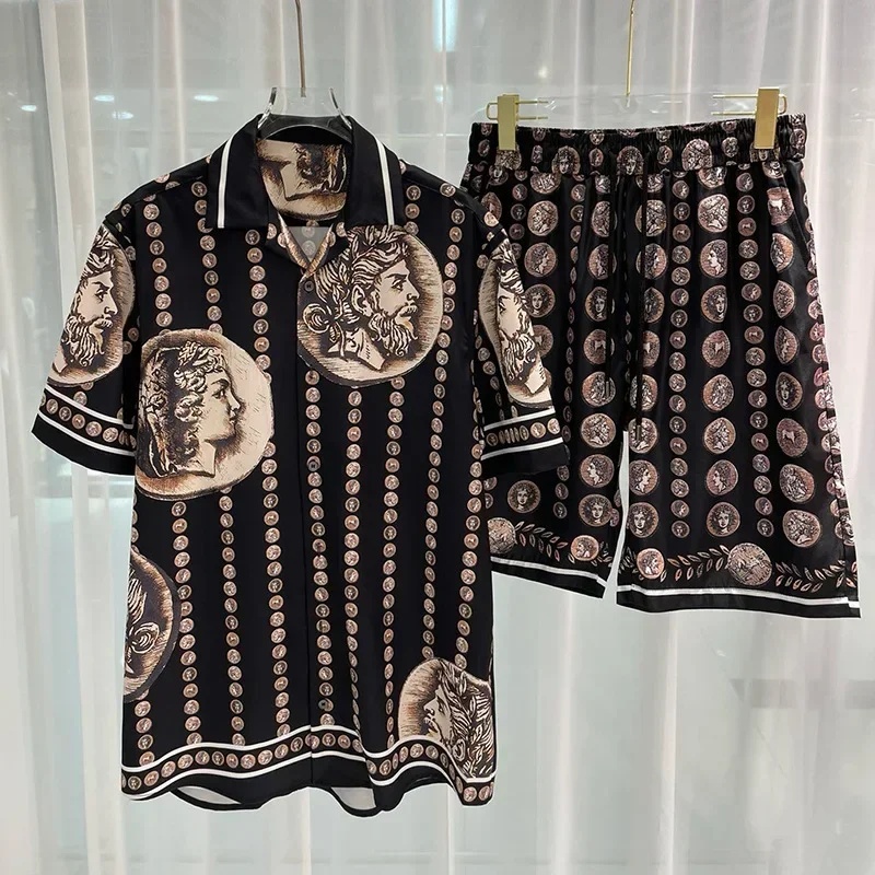 ロイヤルラグジュアリーメンズシャツセット ヴィンテージ柄キャ - Vintage Fashion Mens のレビューと価格